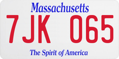 MA license plate 7JK065