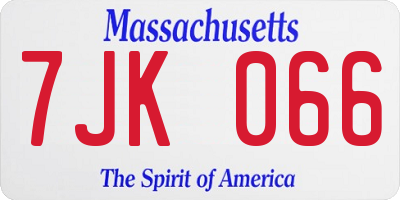 MA license plate 7JK066