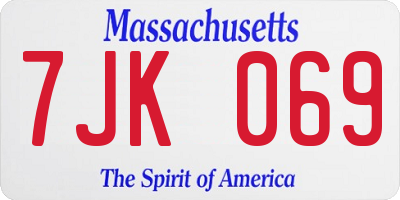 MA license plate 7JK069