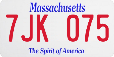 MA license plate 7JK075
