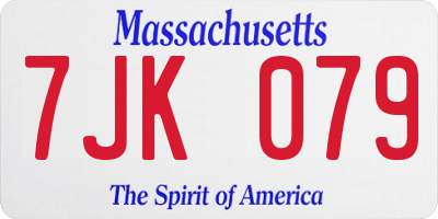 MA license plate 7JK079
