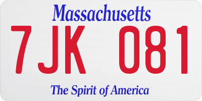 MA license plate 7JK081