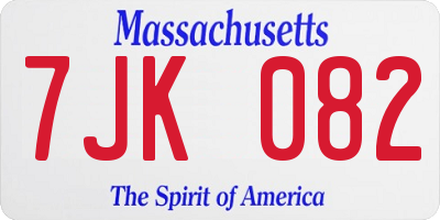 MA license plate 7JK082