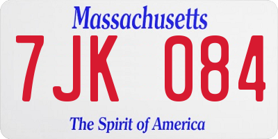 MA license plate 7JK084