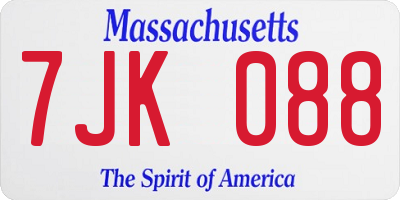 MA license plate 7JK088