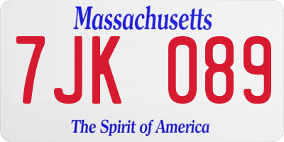 MA license plate 7JK089