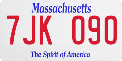 MA license plate 7JK090