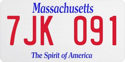 MA license plate 7JK091