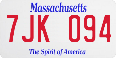 MA license plate 7JK094