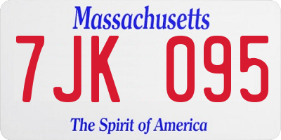 MA license plate 7JK095
