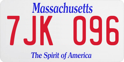 MA license plate 7JK096