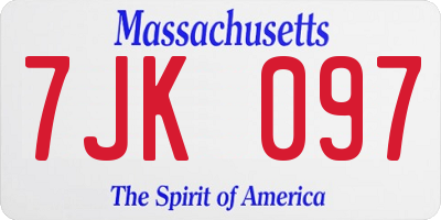MA license plate 7JK097