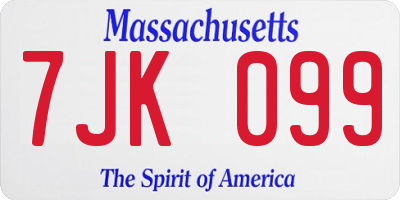MA license plate 7JK099