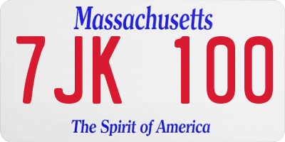 MA license plate 7JK100