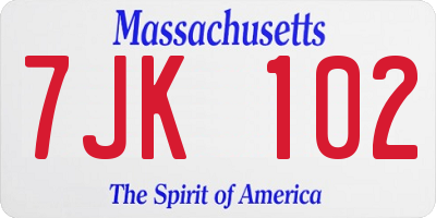 MA license plate 7JK102