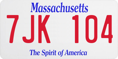 MA license plate 7JK104