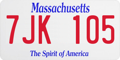 MA license plate 7JK105