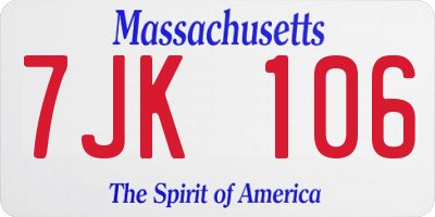 MA license plate 7JK106