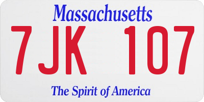 MA license plate 7JK107