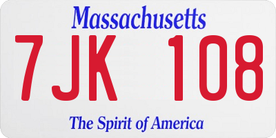 MA license plate 7JK108