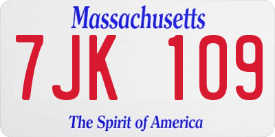 MA license plate 7JK109