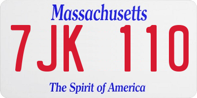MA license plate 7JK110