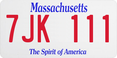 MA license plate 7JK111
