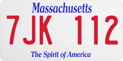 MA license plate 7JK112
