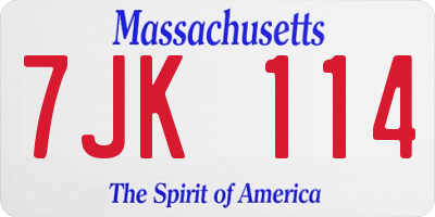 MA license plate 7JK114