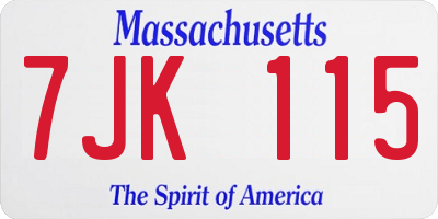 MA license plate 7JK115
