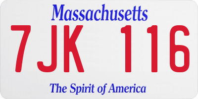 MA license plate 7JK116