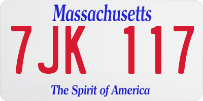 MA license plate 7JK117