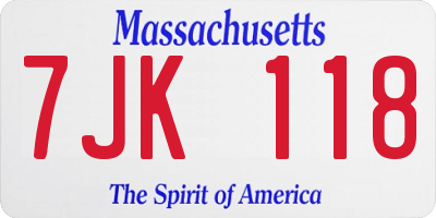 MA license plate 7JK118