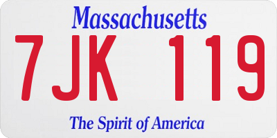 MA license plate 7JK119