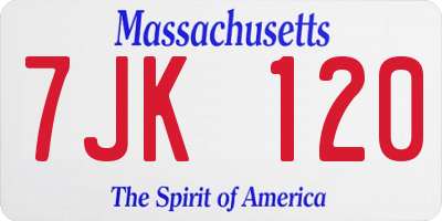 MA license plate 7JK120