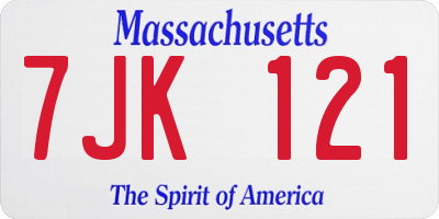 MA license plate 7JK121