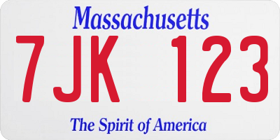 MA license plate 7JK123