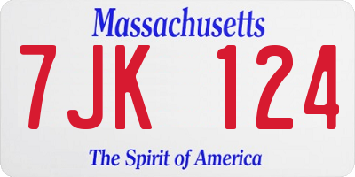 MA license plate 7JK124