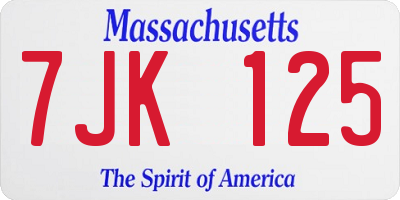 MA license plate 7JK125