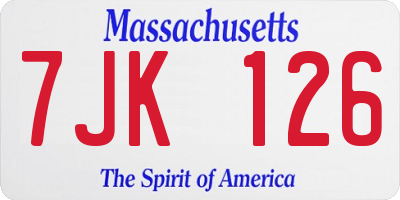 MA license plate 7JK126