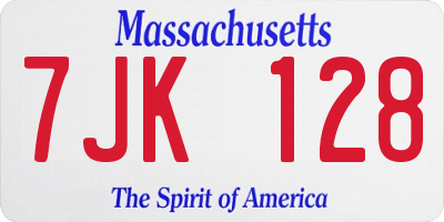 MA license plate 7JK128