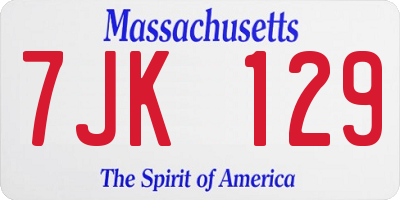 MA license plate 7JK129