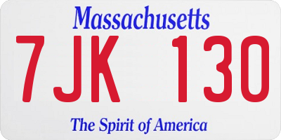 MA license plate 7JK130