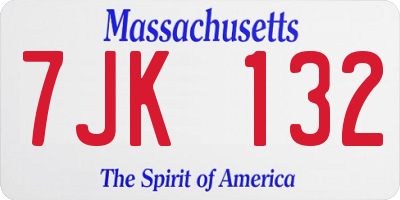 MA license plate 7JK132