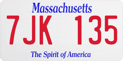 MA license plate 7JK135