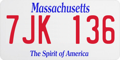 MA license plate 7JK136