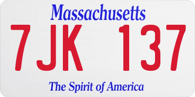 MA license plate 7JK137
