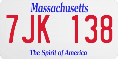 MA license plate 7JK138