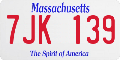 MA license plate 7JK139