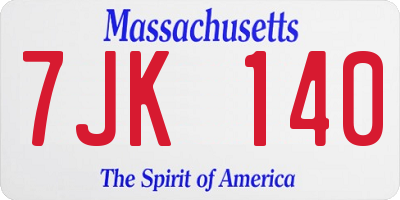 MA license plate 7JK140